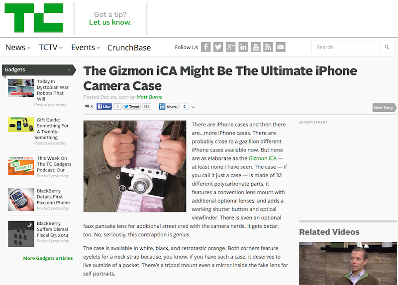 “TechCrunch” did a review of GIZMON iCA